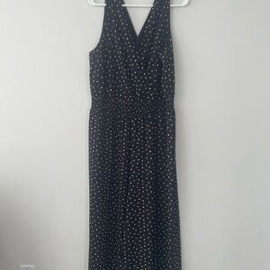 Black Sleeveless Wide Leg Jumpsuit with V-neck for Cocktail